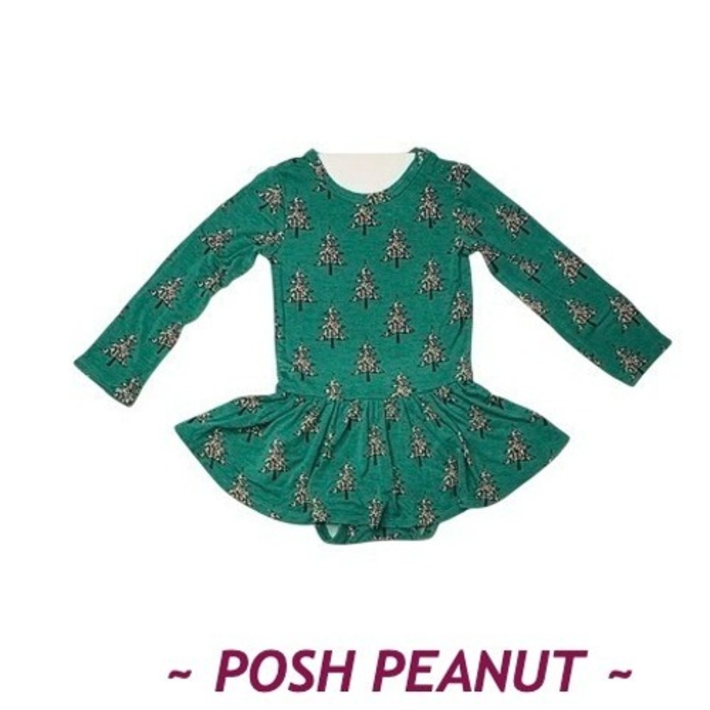 Posh Peanut Bamboo Christmas in‎ July Twirl Dress Bodysuit 12-18 Month Green AOP